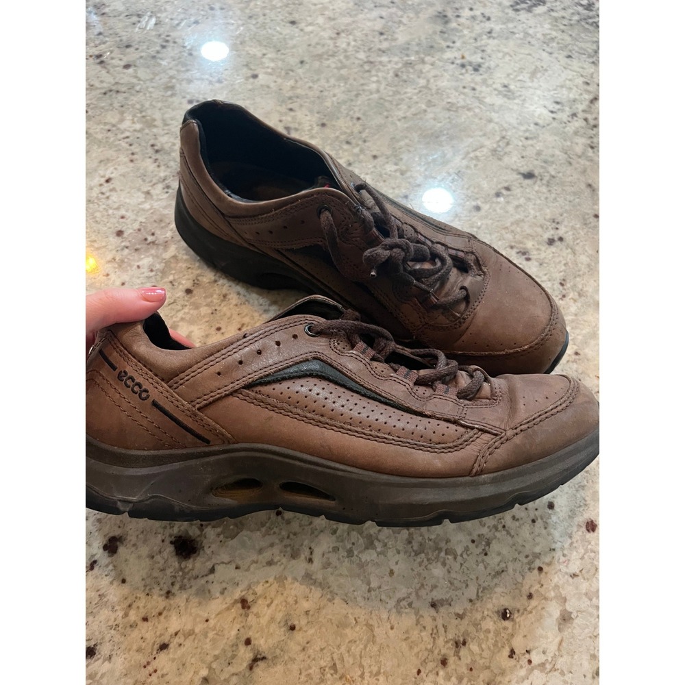 ECCO Receptor Technology Mens Brown Leather Vibram Walking Shoes 08403 Size 41